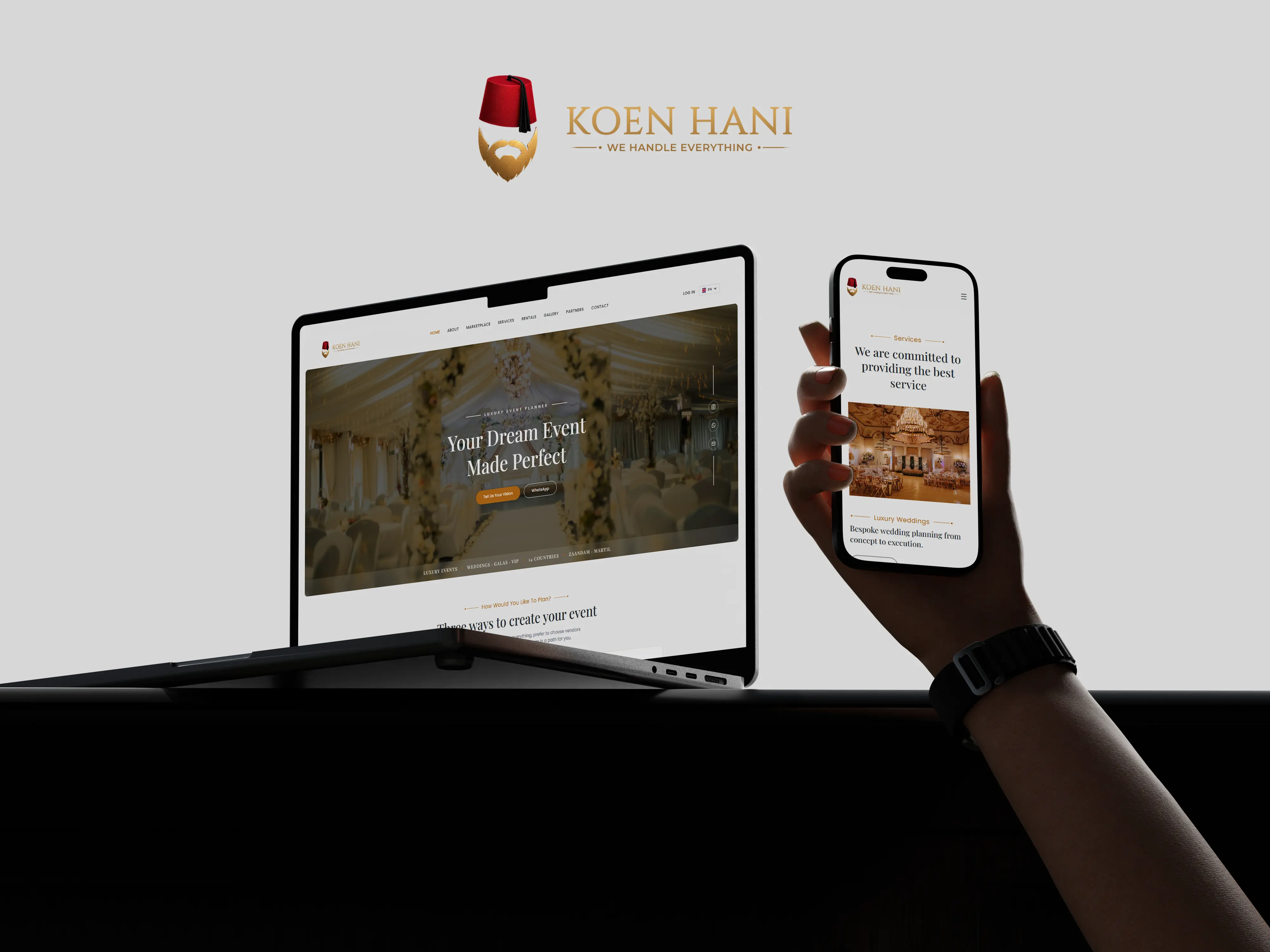 KOEN HANI luxury event planning and marketplace website